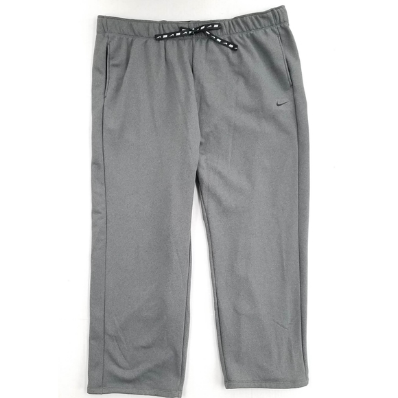 Nike Grey & Black Drawstring Therma Fleece Training Straight Leg Sweat Pants - Picture 2 of 10